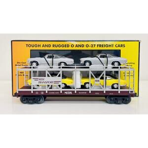 MTH Transport Bi-Level Auto Carrier Flat Car w/ Ertl '70 Chevy Nova 30-7694 New